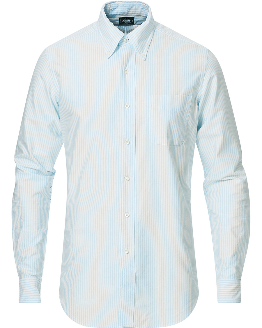Miehet |  | Kamakura Shirts | Slim Fit Oxford BD Sport Shirt Light Blue Stripe