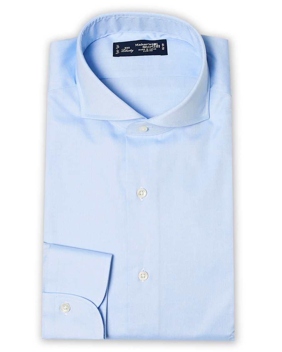 Miehet | Japanese Department | Kamakura Shirts | Slim Fit Pinpoint Oxford Cutaway Shirt Sky Blue