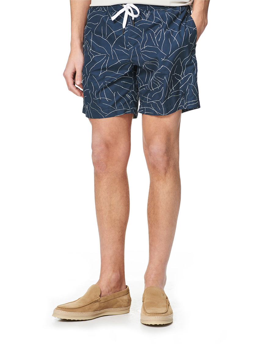 Mies | Uimahousut | Brioni | Foliage Print Swim Trunks Navy