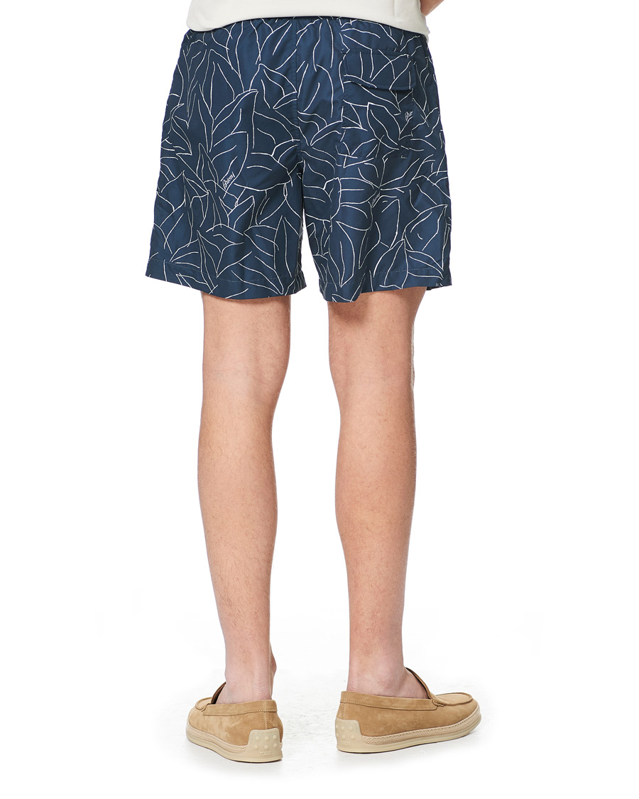 Mies | Uimahousut | Brioni | Foliage Print Swim Trunks Navy