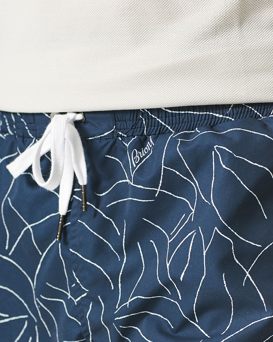 Mies | Uimahousut | Brioni | Foliage Print Swim Trunks Navy
