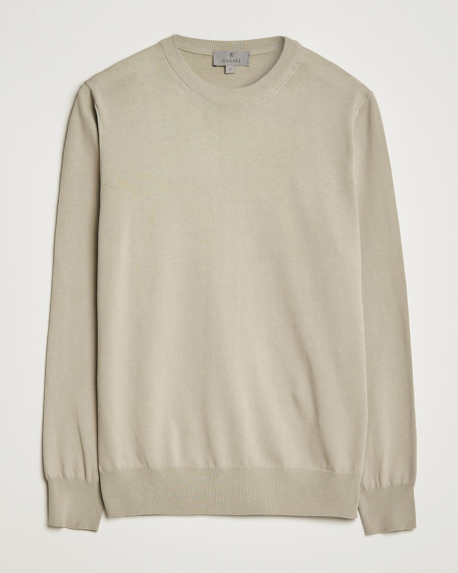 Mies | Puserot | Canali | Cotton Crew Neck Pullover Sage