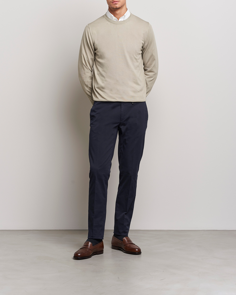 Mies | Puserot | Canali | Cotton Crew Neck Pullover Sage