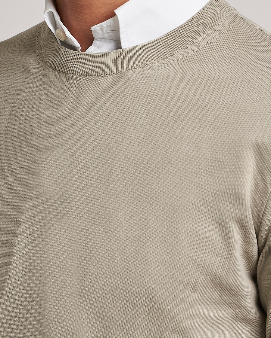 Mies | Puserot | Canali | Cotton Crew Neck Pullover Sage