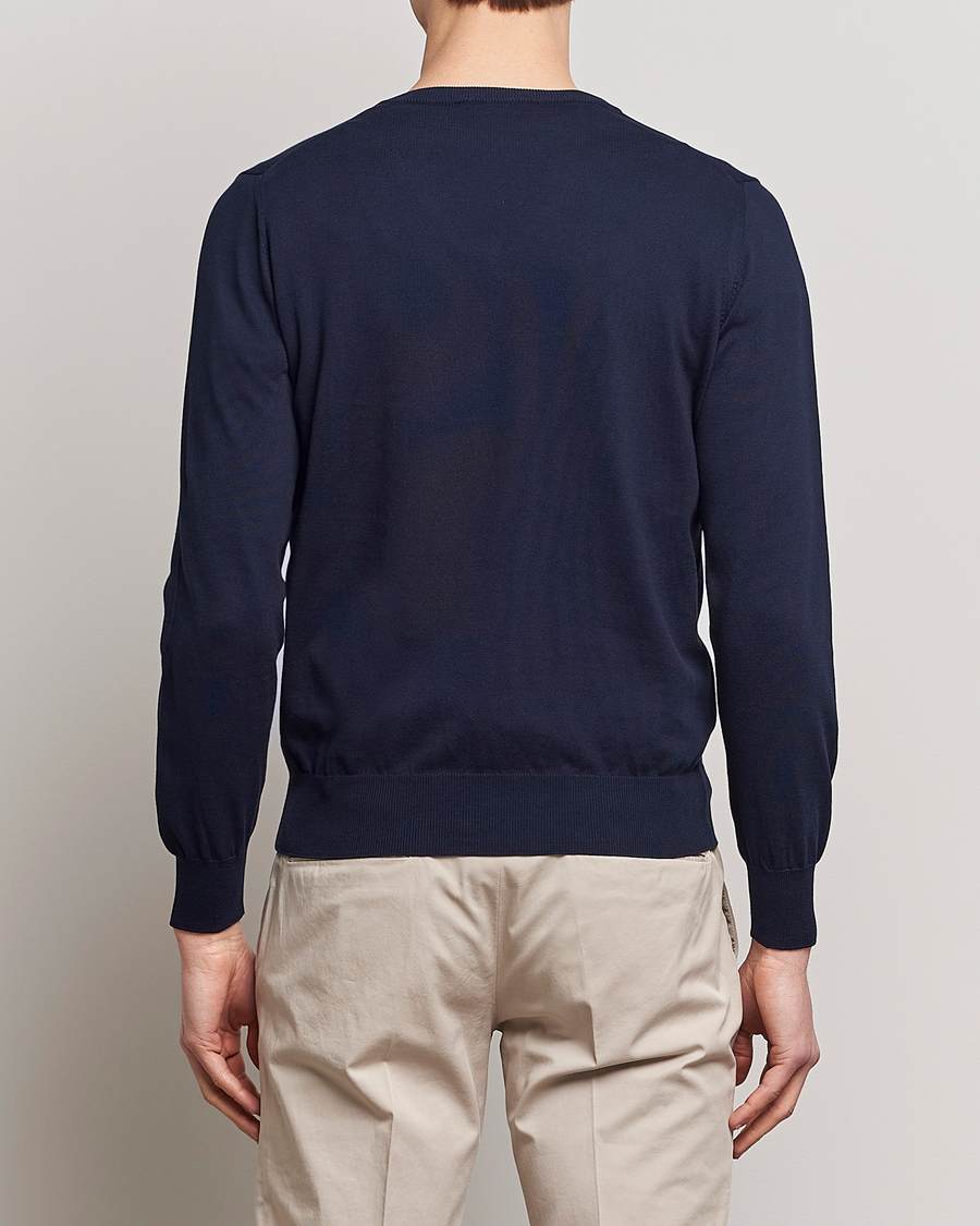 Mies | Puserot | Canali | Cotton V-Neck Pullover Navy