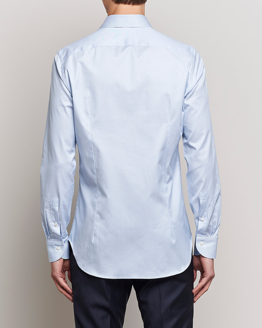 Mies | Kauluspaidat | Canali | Slim Fit Striped Cotton Shirt Light Blue