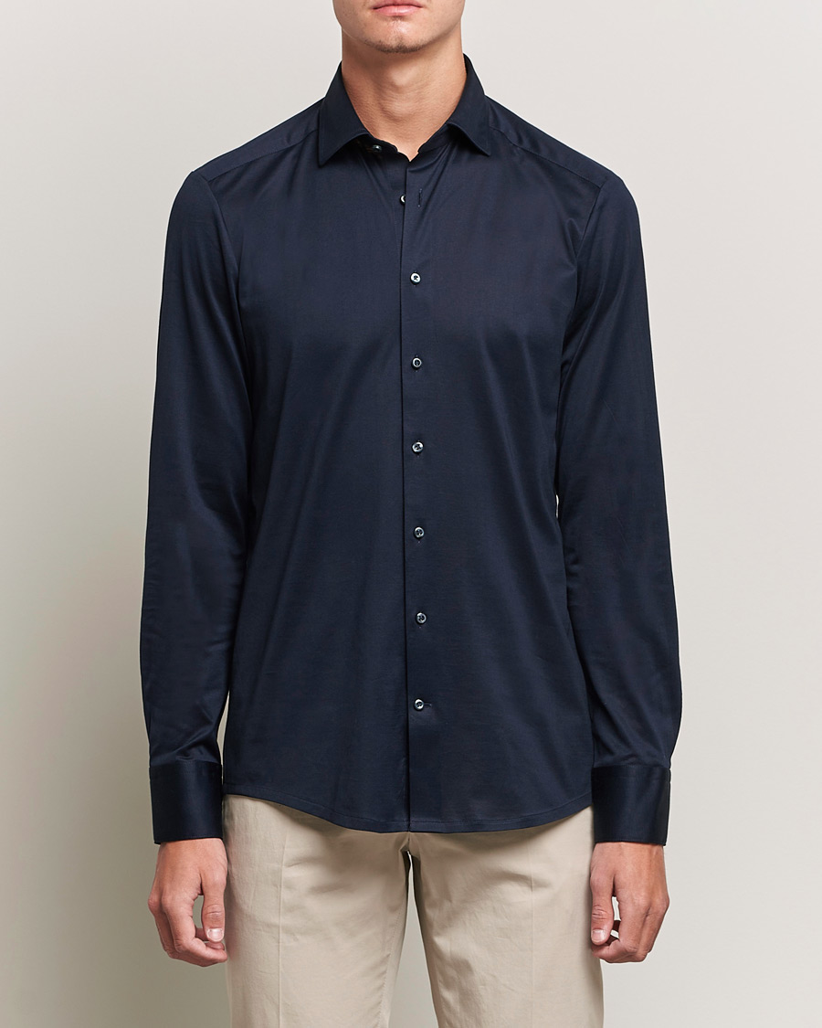 Mies | Kauluspaidat | Stenströms | Slimline Jersey Button Down Shirt Navy