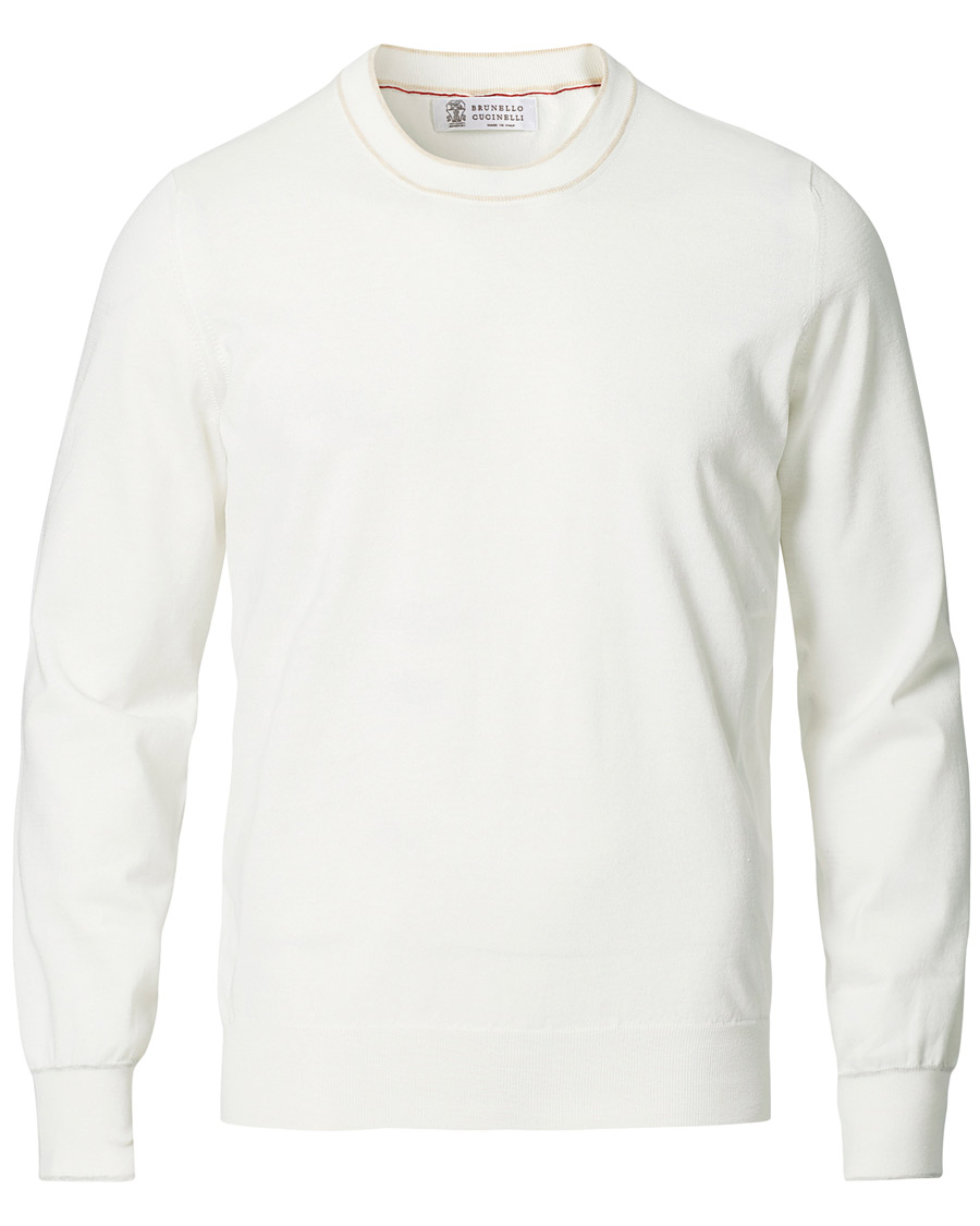 Mies | Puserot | Brunello Cucinelli | Contrast Collar Crew Neck Sweater Panama