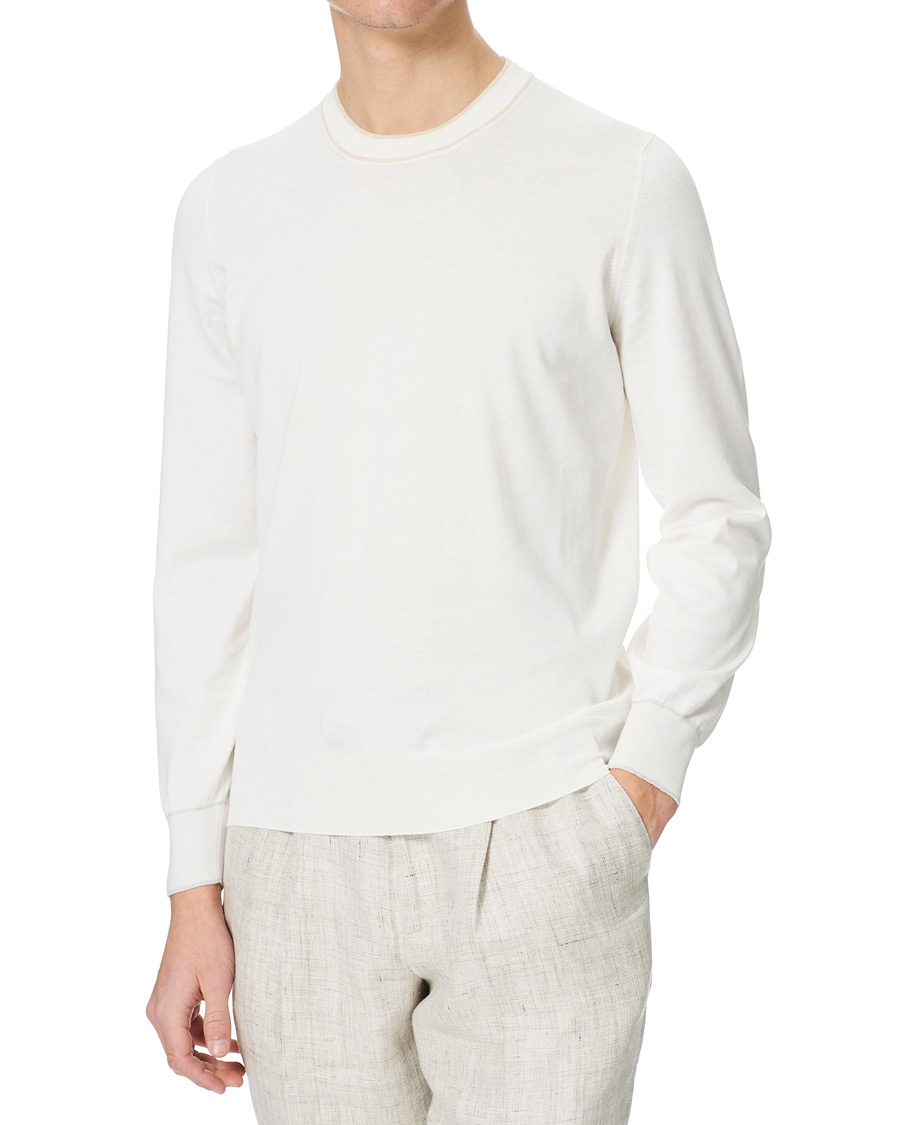 Mies | Puserot | Brunello Cucinelli | Contrast Collar Crew Neck Sweater Panama
