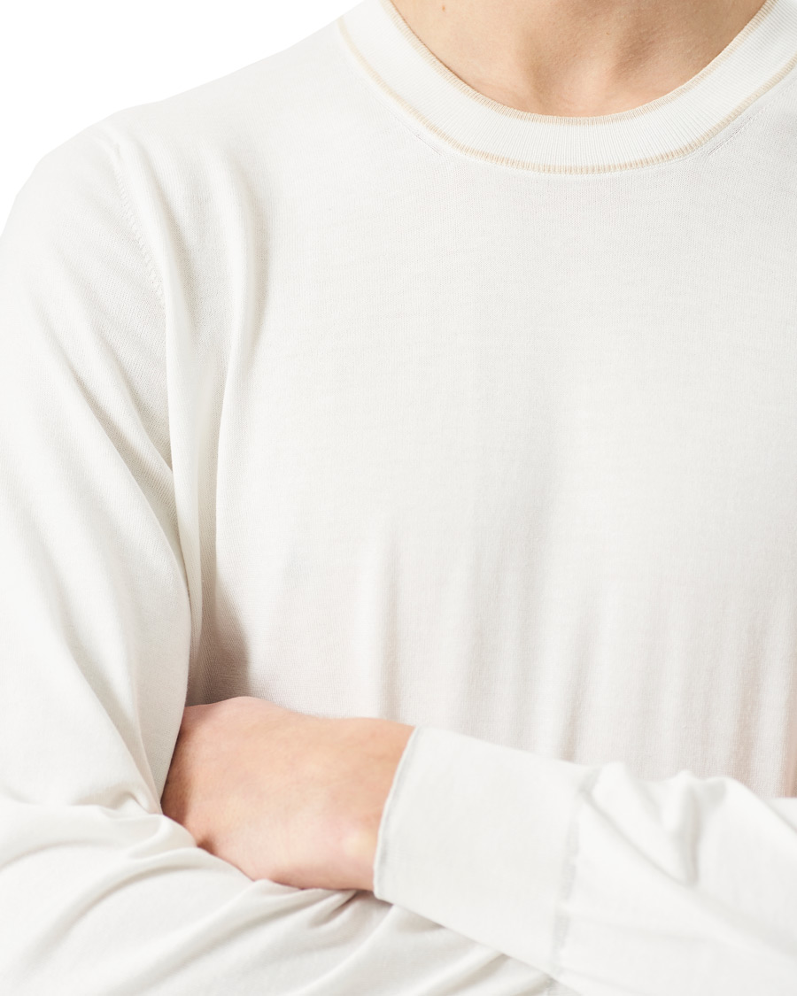 Mies | Puserot | Brunello Cucinelli | Contrast Collar Crew Neck Sweater Panama