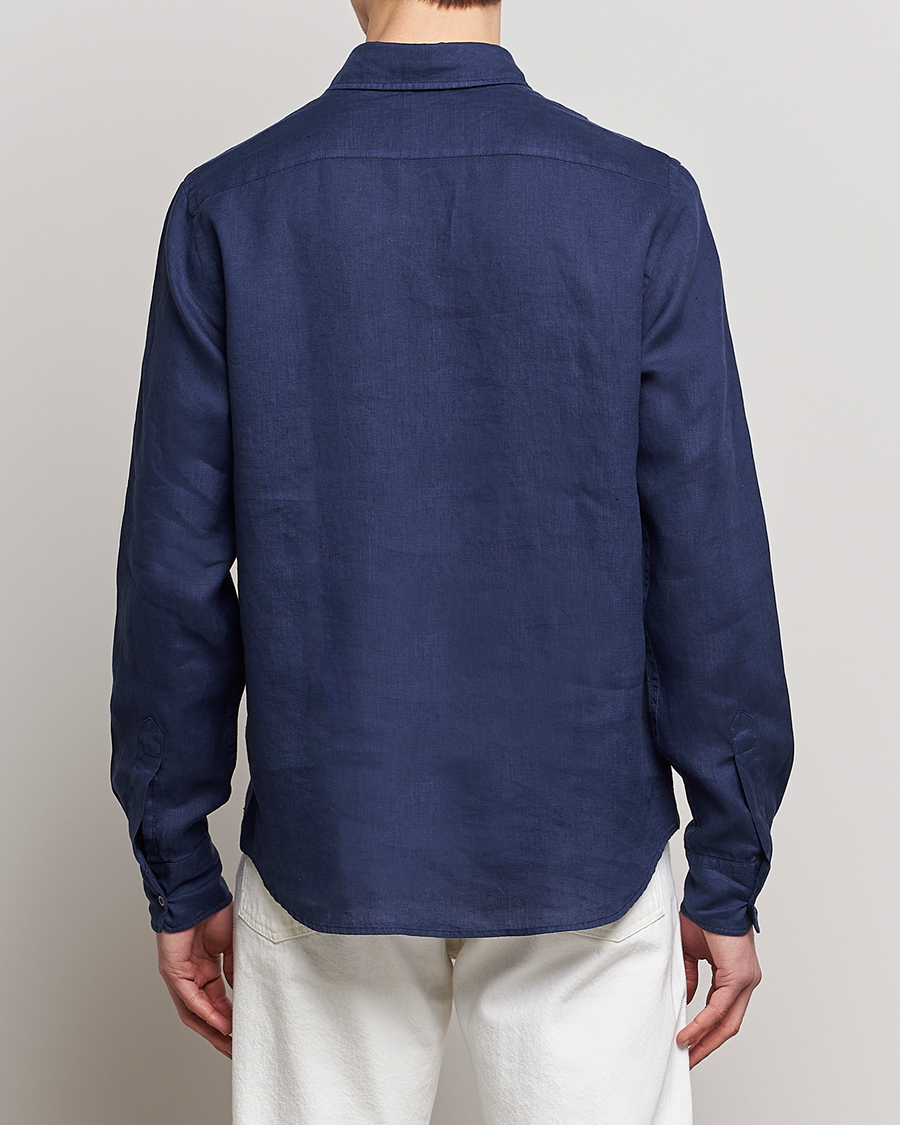 Mies | Kauluspaidat | Aspesi | Linen Popover Shirt Dark Blue