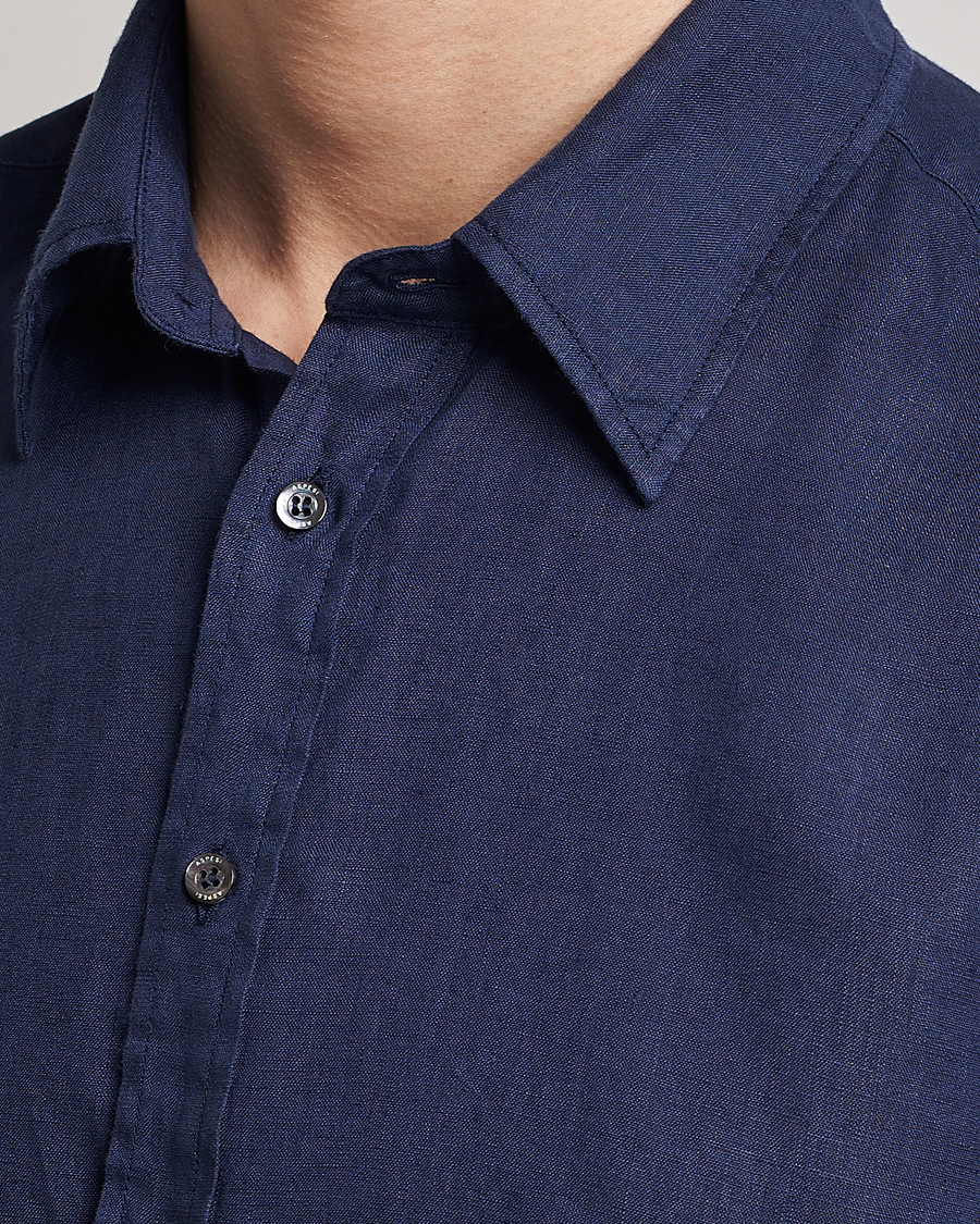 Mies | Kauluspaidat | Aspesi | Linen Popover Shirt Dark Blue
