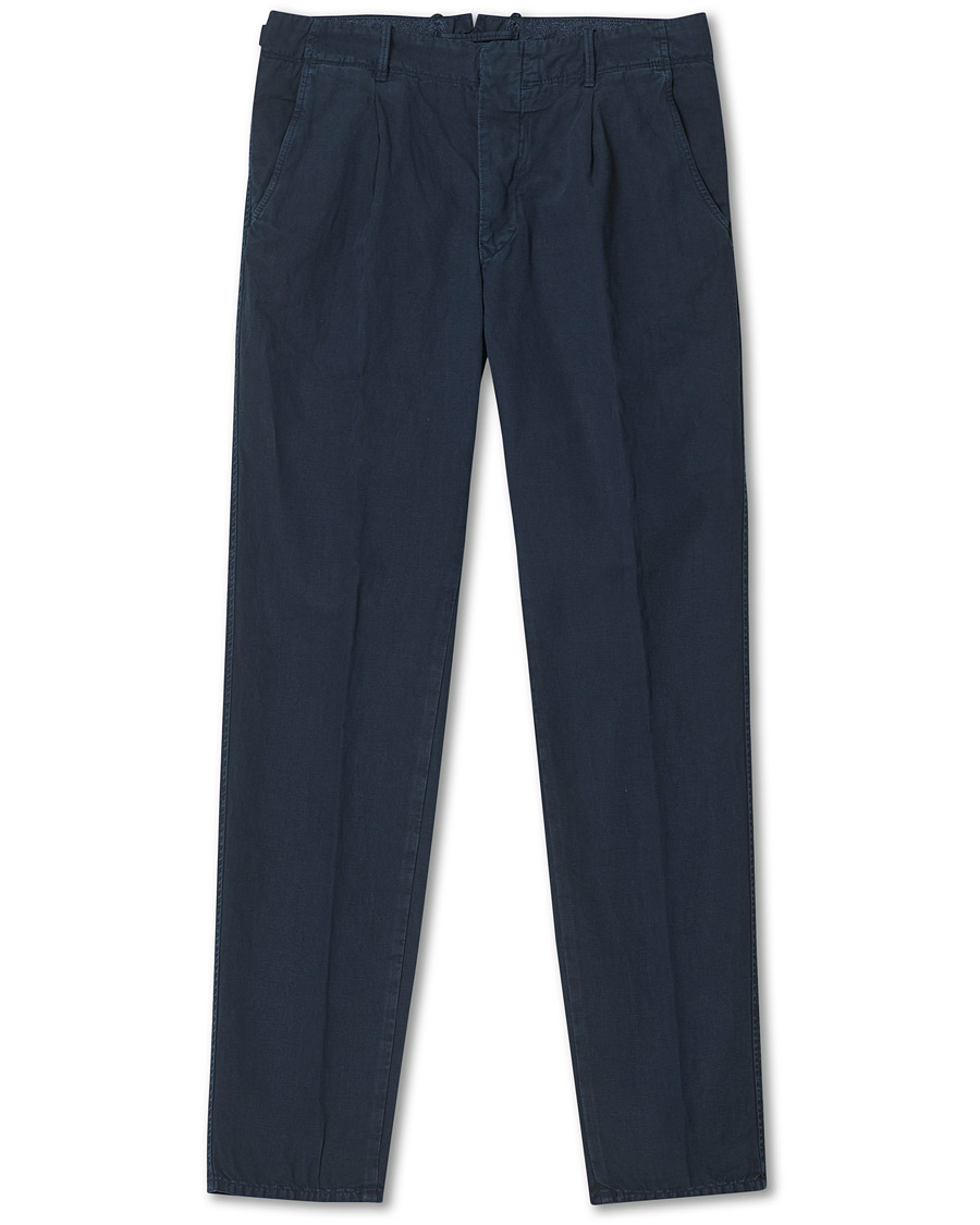 Mies | Housut | Incotex | Tapered Fit Cotton Trousers Navy
