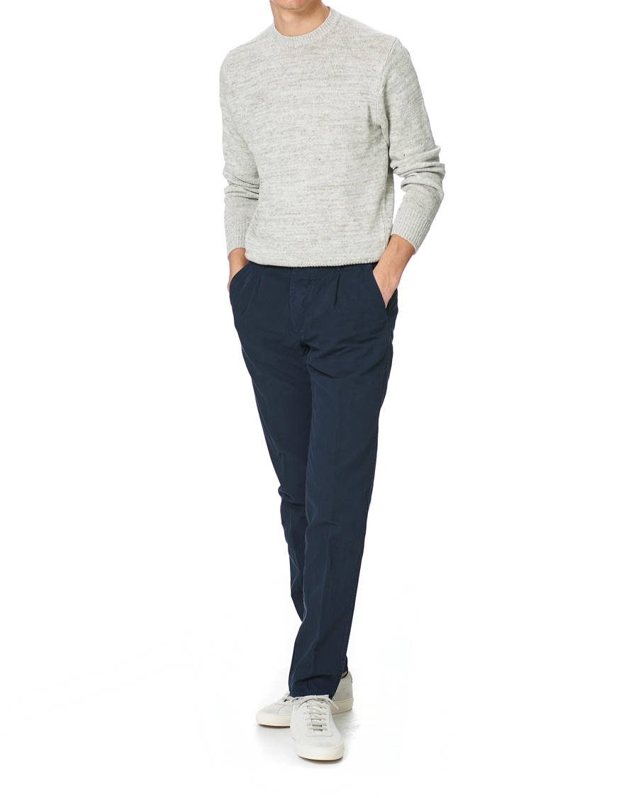 Mies | Housut | Incotex | Tapered Fit Cotton Trousers Navy