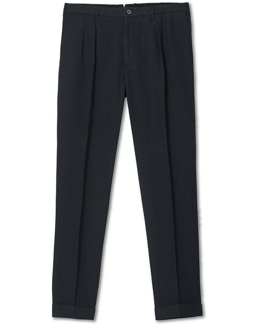 Miehet |  | Incotex | Carrot Fit Pleated Trousers Navy