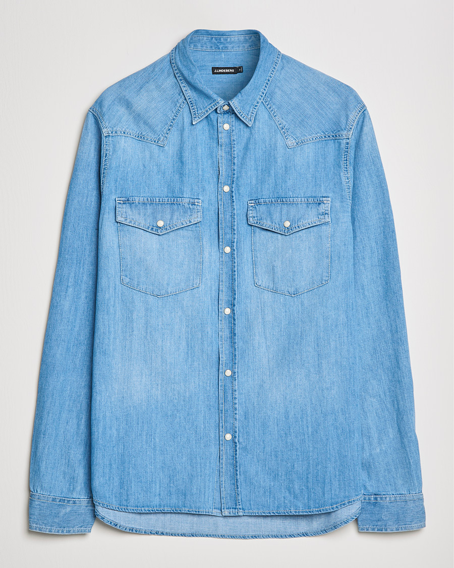 Mies | Kauluspaidat | J.Lindeberg | Carson Western Denim Shirt Bleached Denim