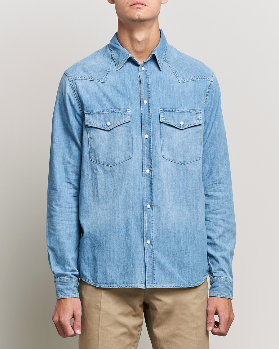 Mies | Kauluspaidat | J.Lindeberg | Carson Western Denim Shirt Bleached Denim