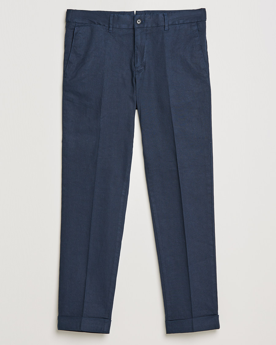 Mies | Housut | J.Lindeberg | Grant Stretch Cotton/Linen Trousers Navy