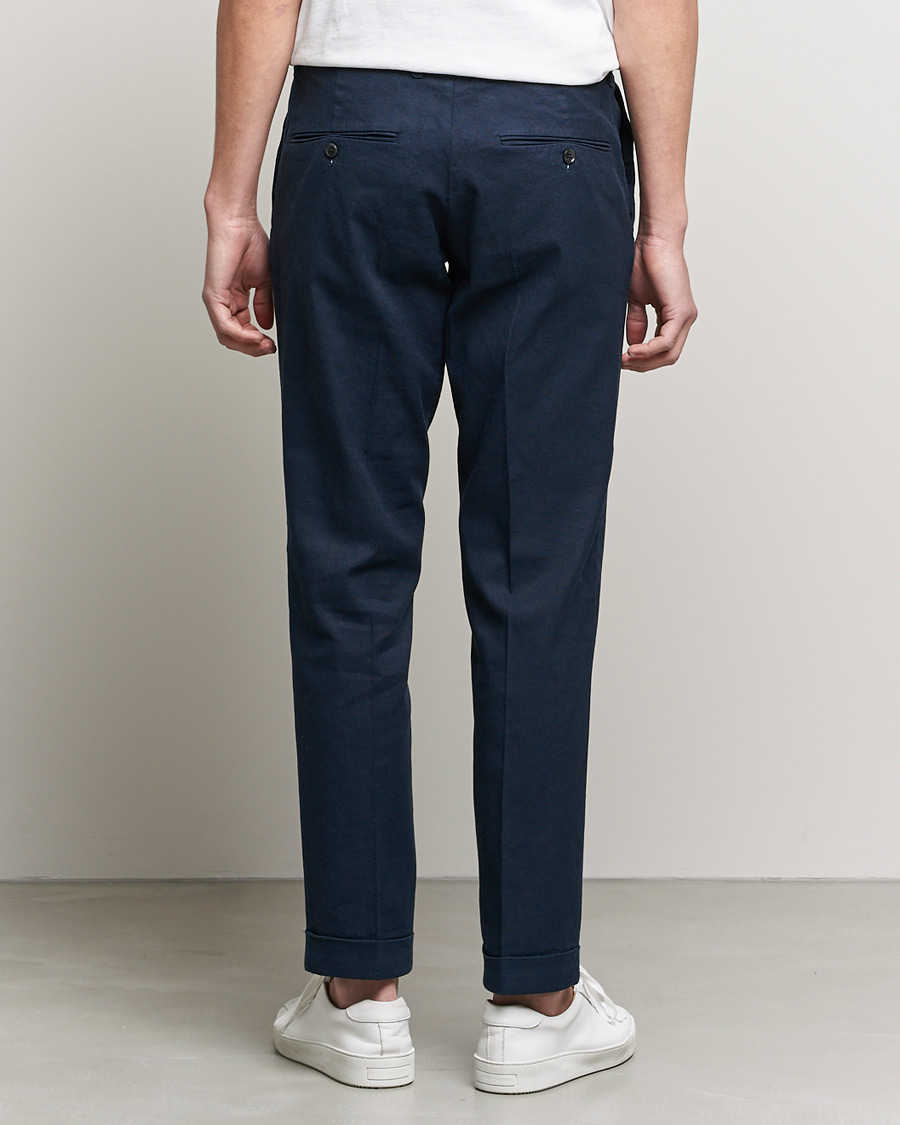 Mies | Housut | J.Lindeberg | Grant Stretch Cotton/Linen Trousers Navy