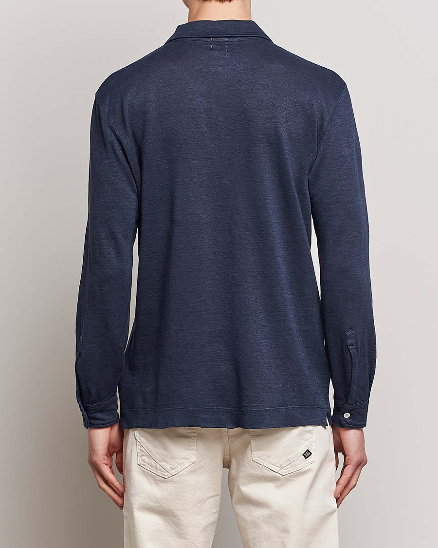 Mies | Puserot | Massimo Alba | Raya Long Sleeve Linen Polo Navy