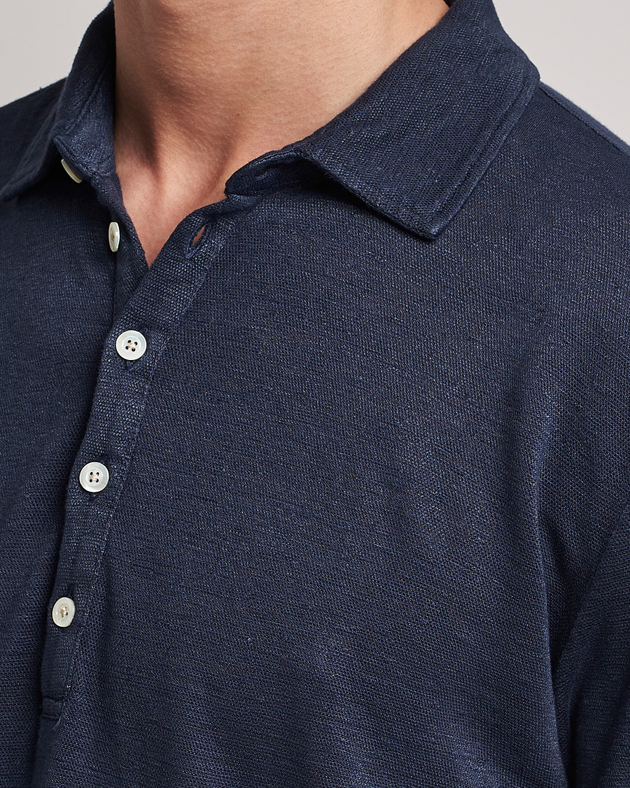 Mies | Puserot | Massimo Alba | Raya Long Sleeve Linen Polo Navy