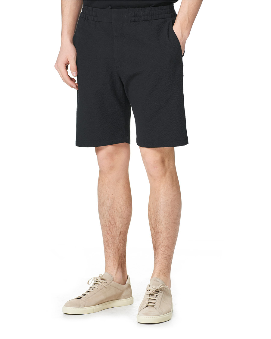 Mies | Shortsit | NN07 | Foss Seersucker Drawstring Shorts Black