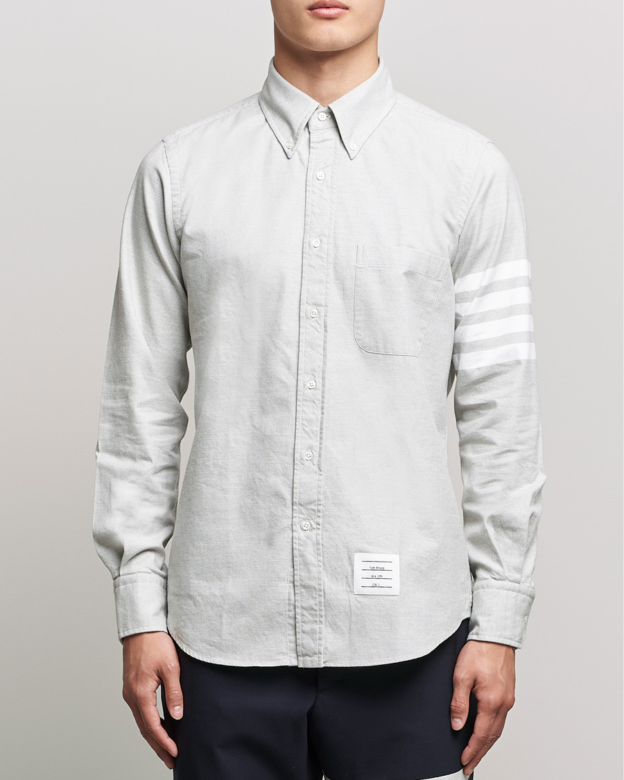 Mies | Kauluspaidat | Thom Browne | 4 Bar Flannel Shirt Light Grey