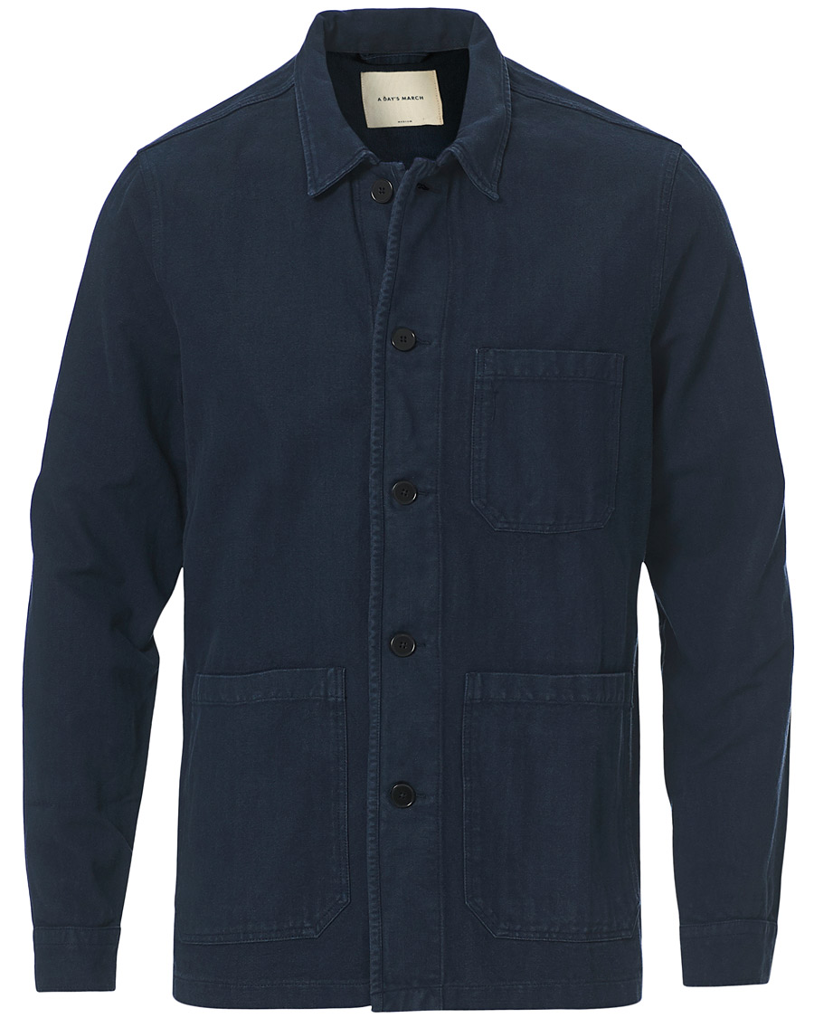 Mies | Kauluspaidat | A Day's March | Original Herringbone Overshirt Navy
