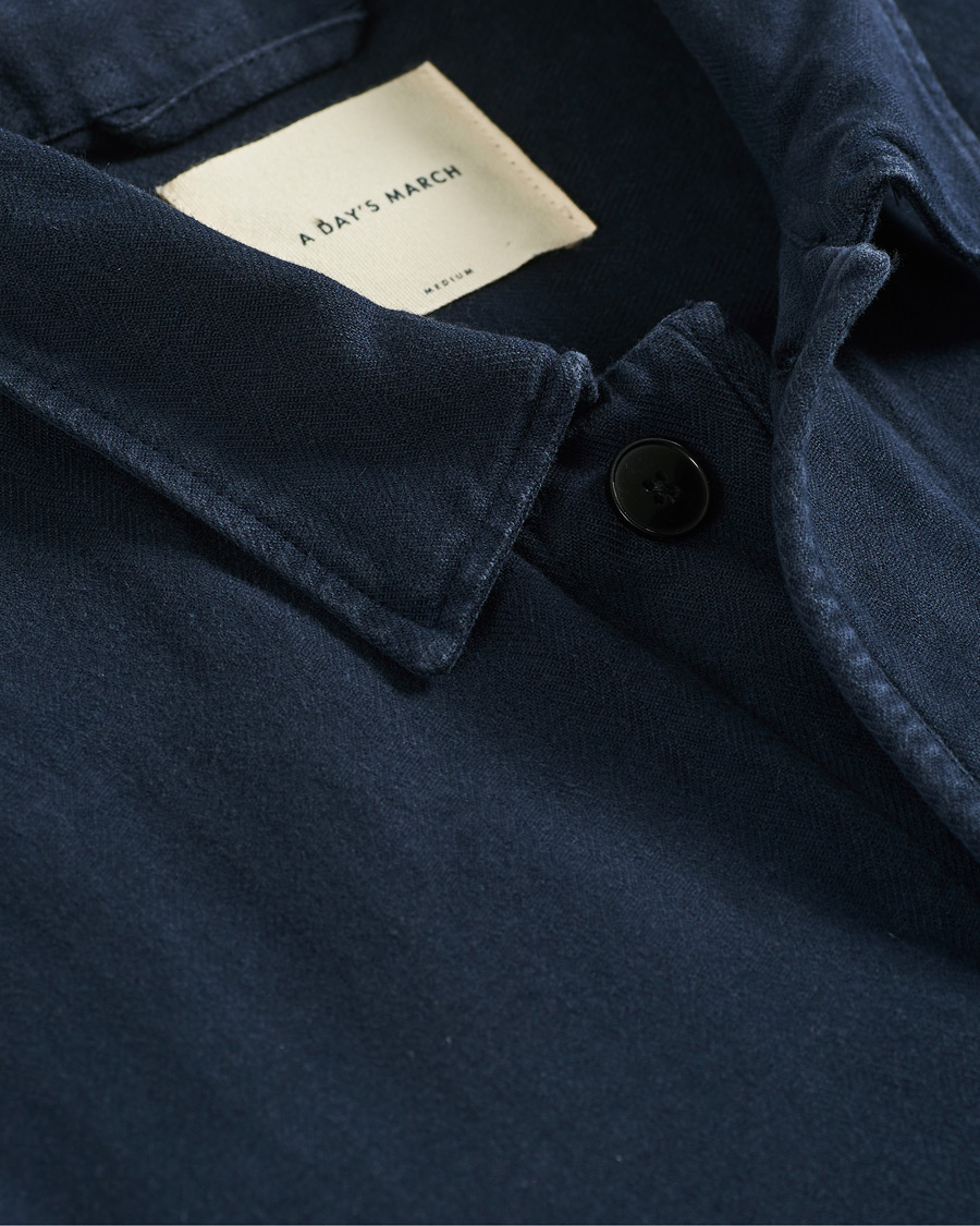 Mies | Kauluspaidat | A Day's March | Original Herringbone Overshirt Navy