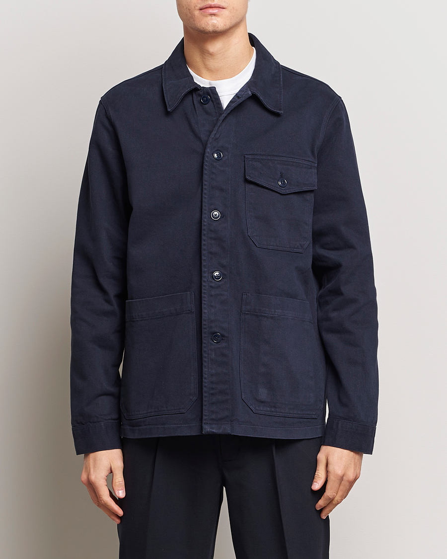 Mies | A Day's March | A Day's March | Patch Pocket Sturdy Twill Overshirt Navy