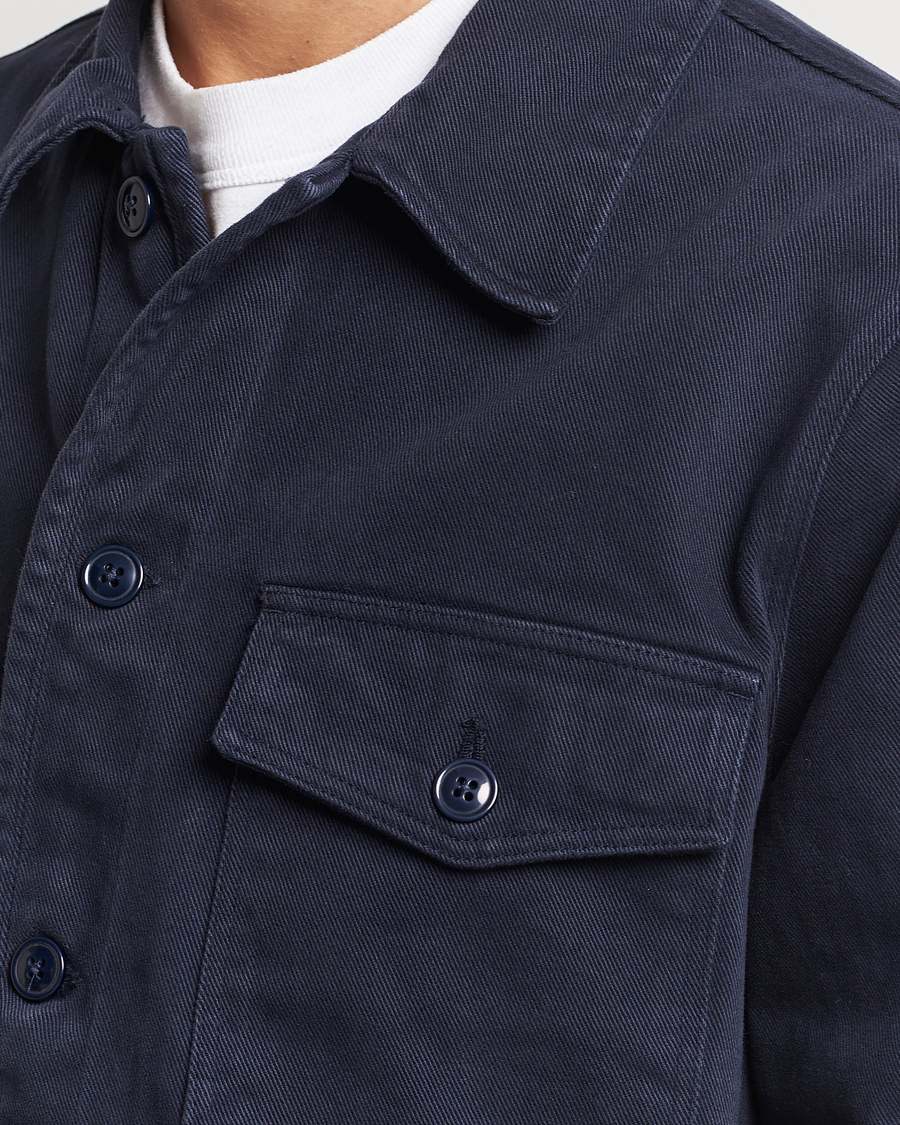 Mies | Kauluspaidat | A Day's March | Patch Pocket Sturdy Twill Overshirt Navy