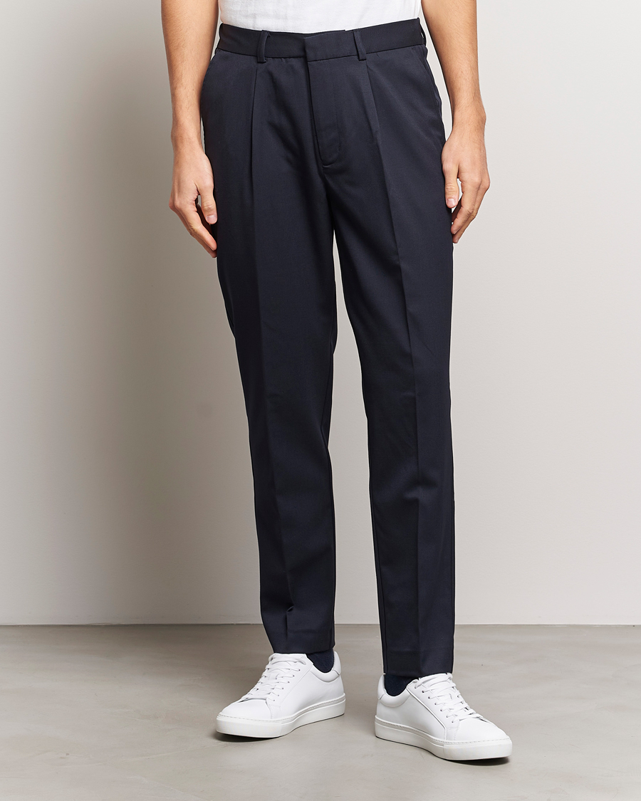 Mies |  | A Day's March | Smart Trousers Wool Twill Navy