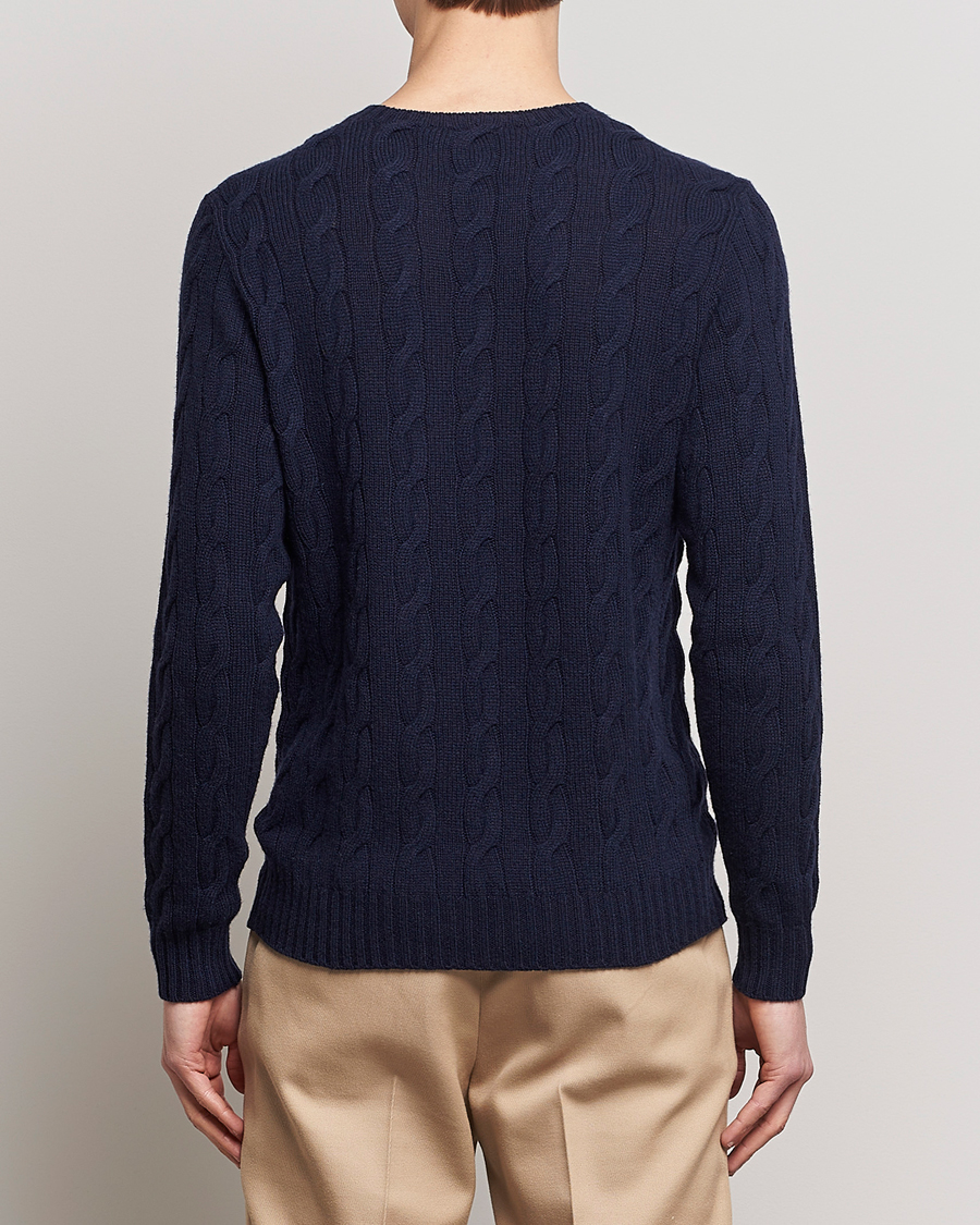 Mies | Puserot | Ralph Lauren Purple Label | Cashmere Cable Crew Neck Sweater Chairman Navy