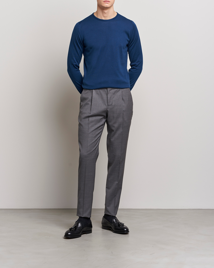 Mies | Puserot | John Smedley | Hatfield Sea Island Crew Neck Indigo