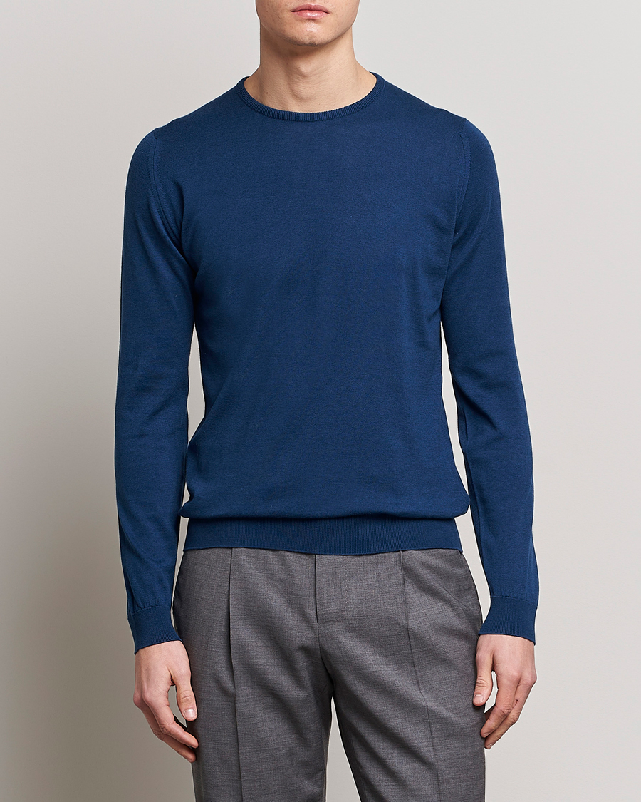 Mies | Puserot | John Smedley | Hatfield Sea Island Crew Neck Indigo