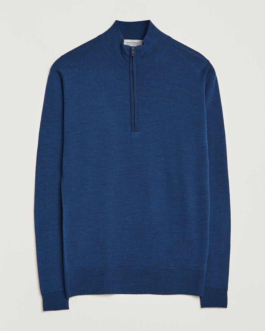 Mies | Puserot | John Smedley | Barrow Extra Fine Merino Half Zip Indigo