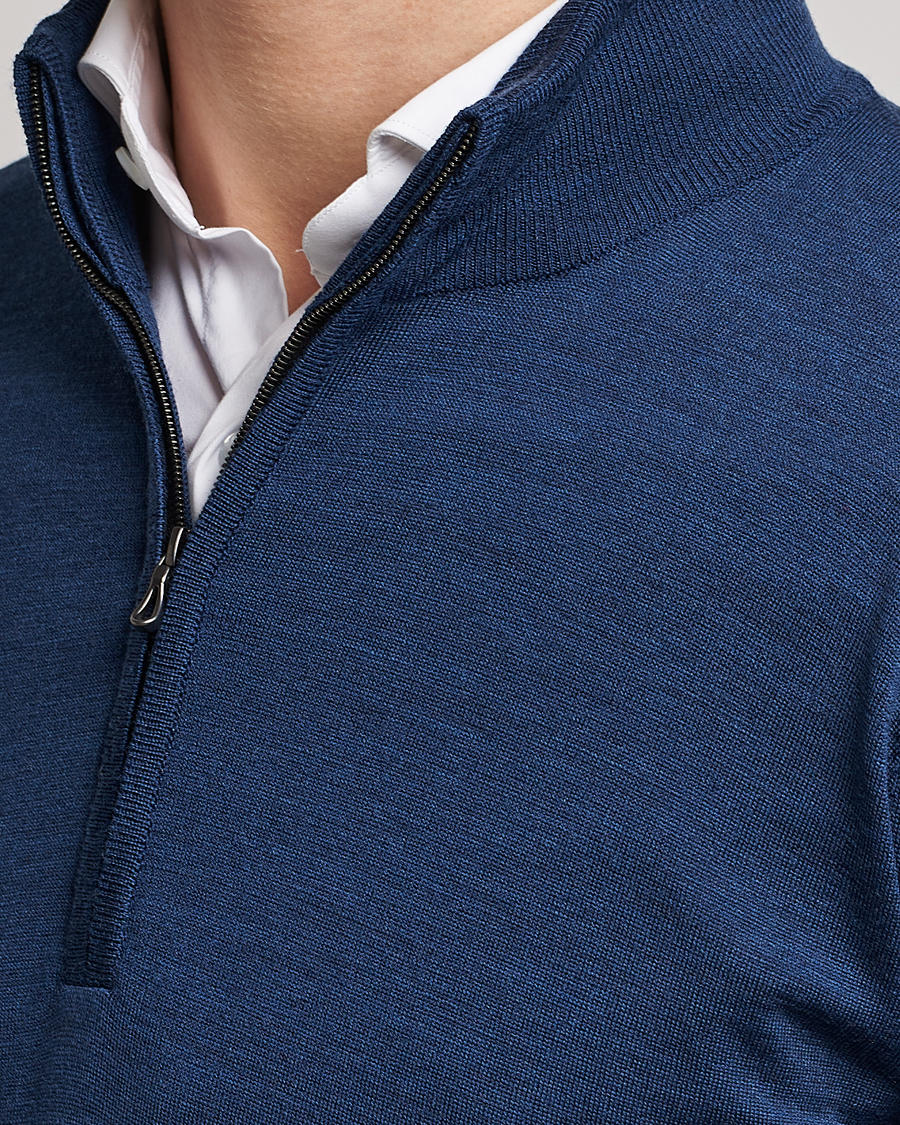Mies | Puserot | John Smedley | Barrow Extra Fine Merino Half Zip Indigo