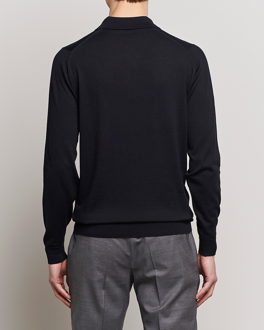 Mies | Puserot | John Smedley | Belper Wool/Cotton Polo Pullover Navy