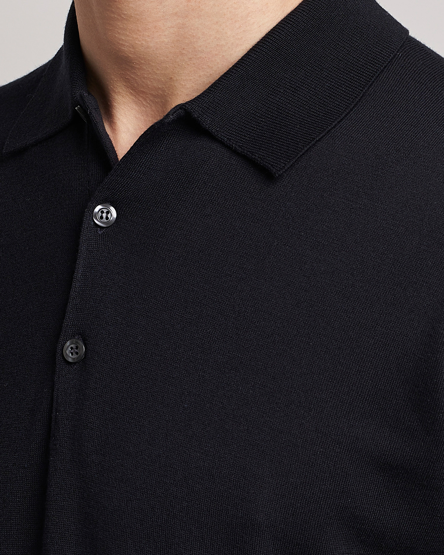 Mies | Puserot | John Smedley | Belper Wool/Cotton Polo Pullover Navy