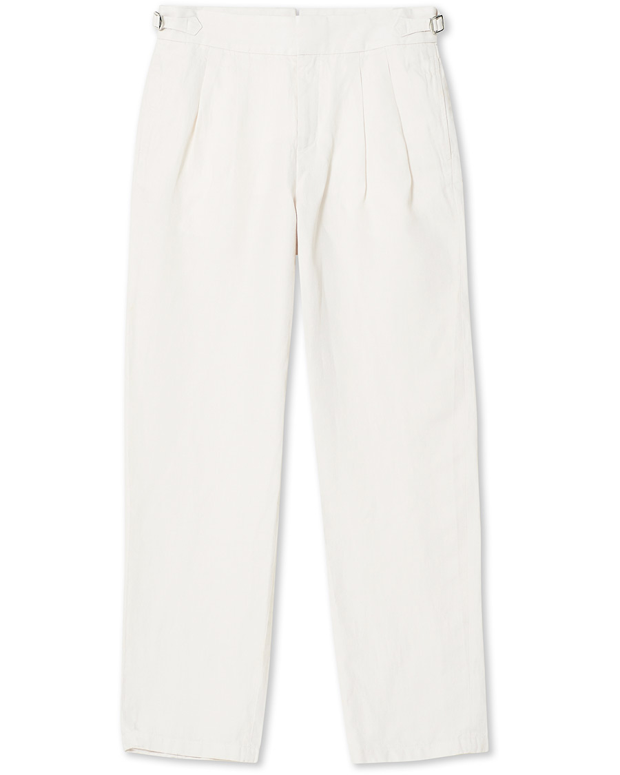 Mies | Housut | Orlebar Brown | Lyford Relaxed Pleated Linen Trousers White Sand