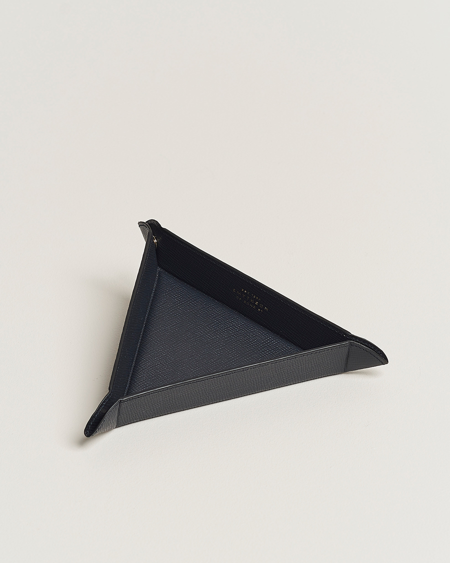 Mies | Smythson Panama Leather Coin Tray Navy | Smythson | Panama Leather Coin Tray Navy