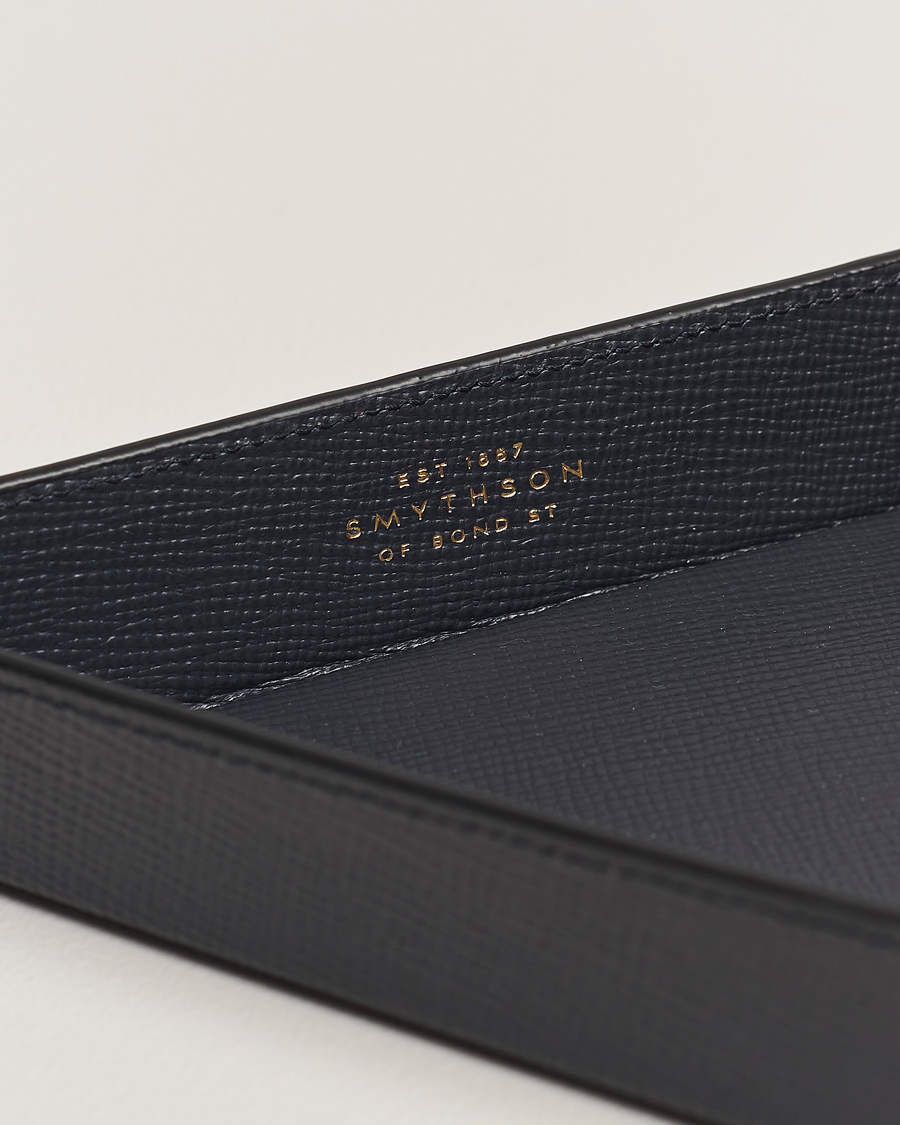 Mies | Smythson Panama Leather Coin Tray Navy | Smythson | Panama Leather Coin Tray Navy