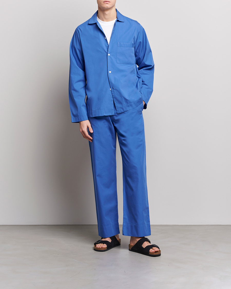 Mies | Kierrätetty | Tekla | Poplin Pyjama Shirt Royal Blue