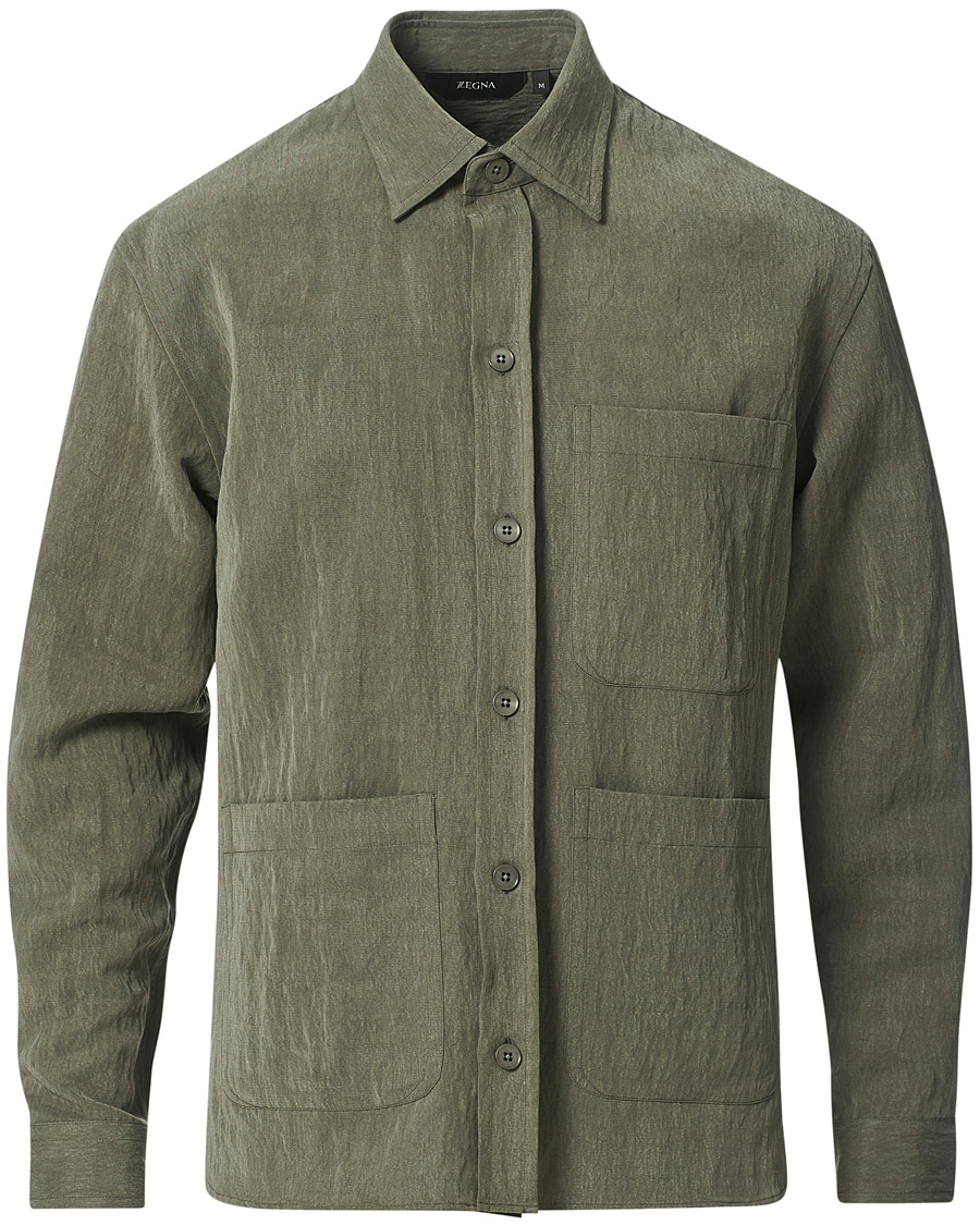 Miehet | Paitatakit | Z Zegna | Washed Tencel Shirt Jacket Army Green