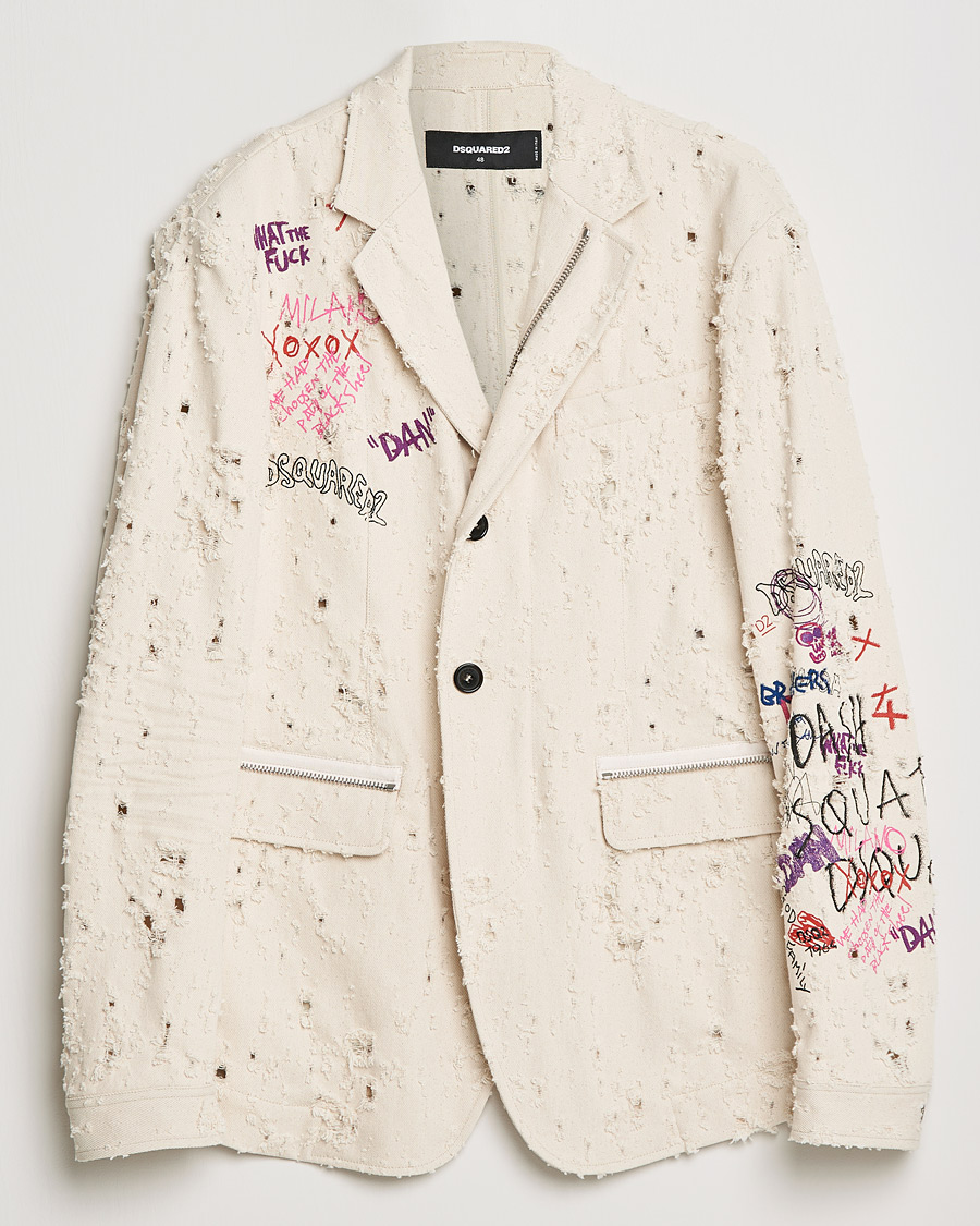 Mies | Pikkutakit | Dsquared2 | Painted Military Blazer Light Beige