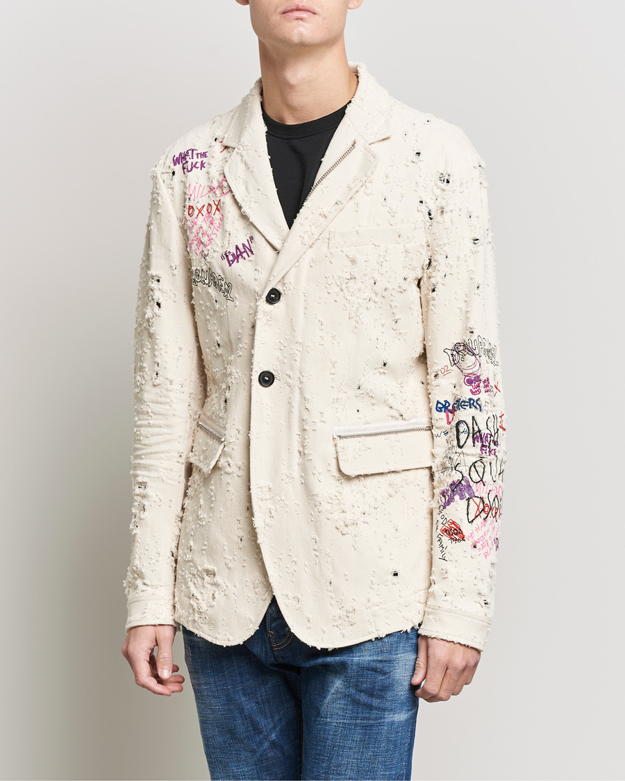 Mies | Pikkutakit | Dsquared2 | Painted Military Blazer Light Beige