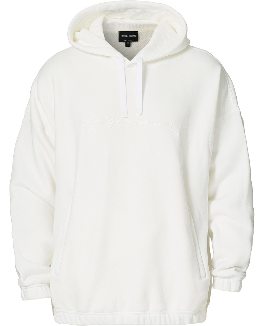 Mies | Puserot | Giorgio Armani | Denim Cotton Hoodie White