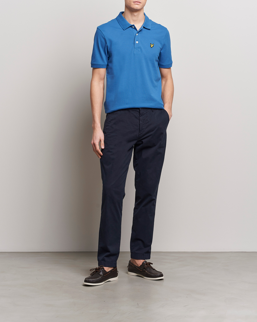 Mies | Pikeet | Lyle & Scott | Plain Pique Polo Spring Blue