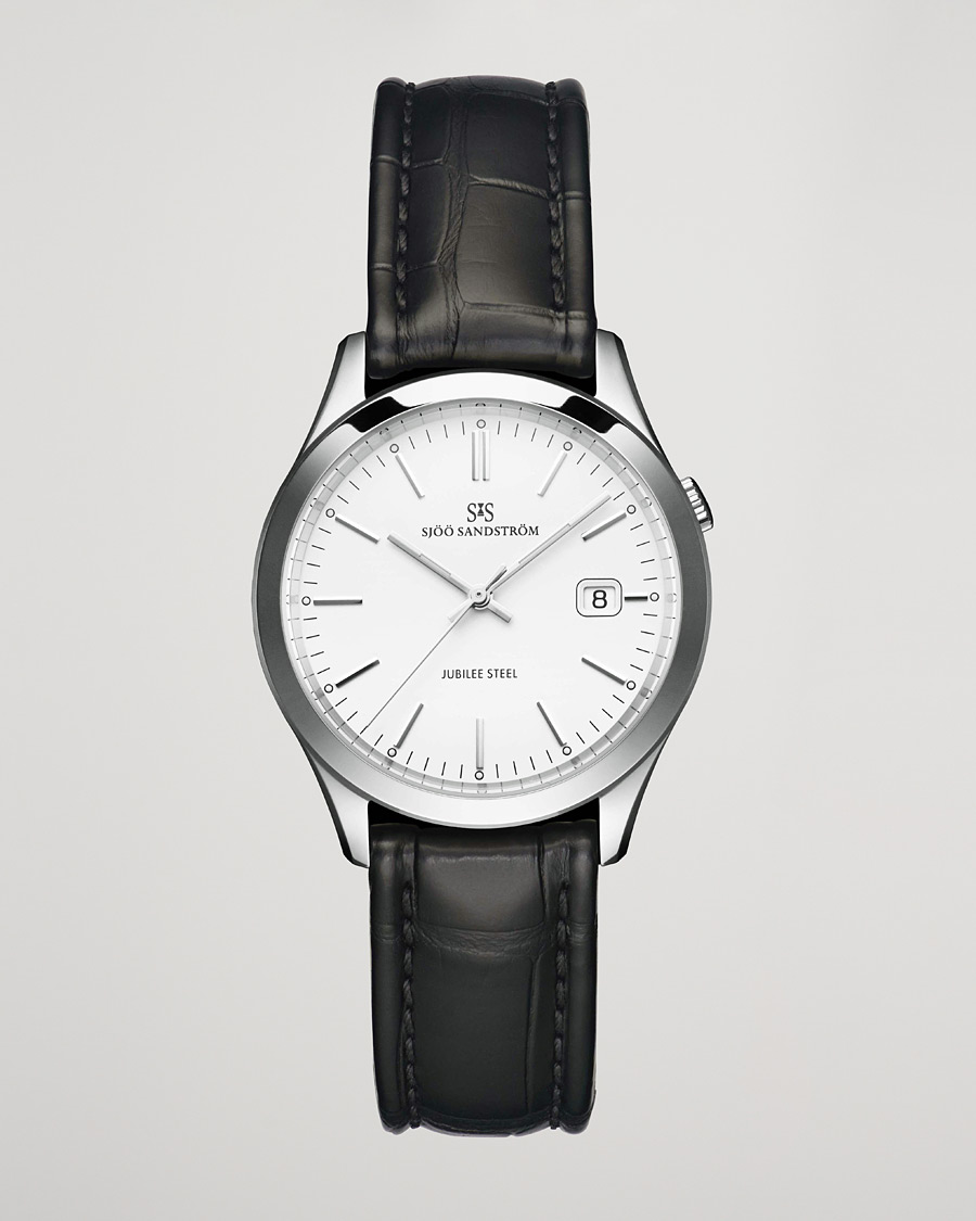 Mies | Sjöö Sandström Jubilee Steel Quartz 40mm White/Black Calf | Sjöö Sandström | Jubilee Steel Quartz 40mm White/Black Calf
