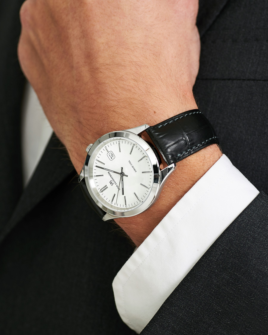 Mies | Sjöö Sandström Jubilee Steel Quartz 40mm White/Black Calf | Sjöö Sandström | Jubilee Steel Quartz 40mm White/Black Calf